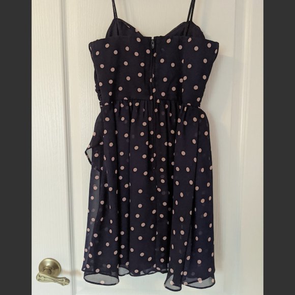 Navy Polka Dot Semi Formal Dress - Picture 2 of 4